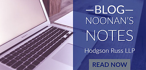 laptop on table with words "Blog Noonan's Notes Hodgson Russ LLP Read More