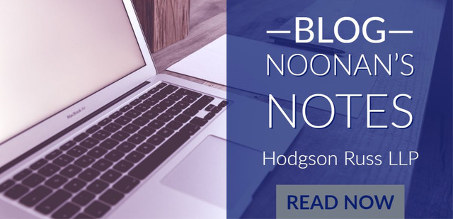 laptop on table with words "Blog Noonan's Notes Hodgson Russ LLP Read More