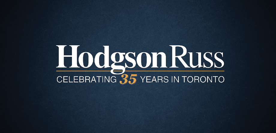 Hodgson Russ Celebrating 35 Years in Toronto Logo on Navy Blue Background